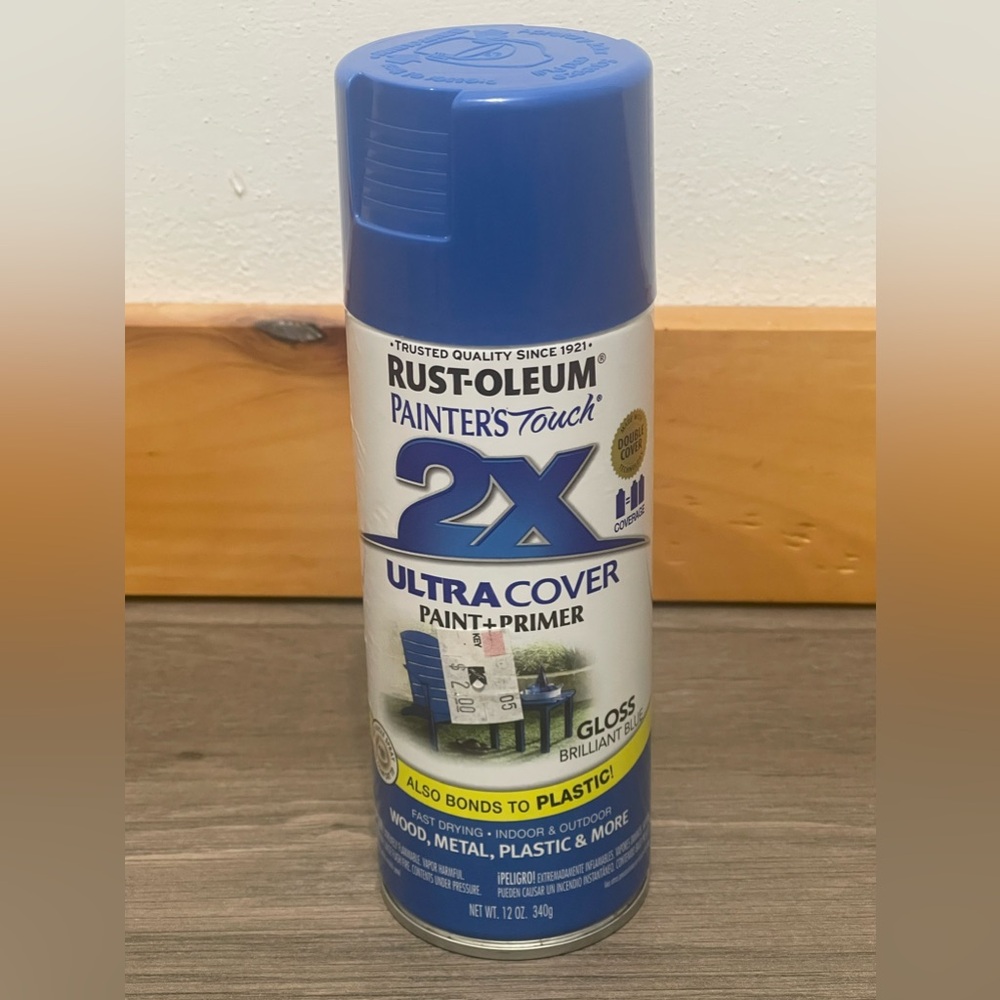 Rust-Oleum 249120 12-Oz Premium 2X Ultra-Cover Spray Paint, Gloss Brilliant Blue